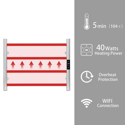 KEG Towel Warmer 8 Bars for Bathroom Freestanding or Wall Mounted Bath Towel Heater Plug-in with Built-in Timer Silver