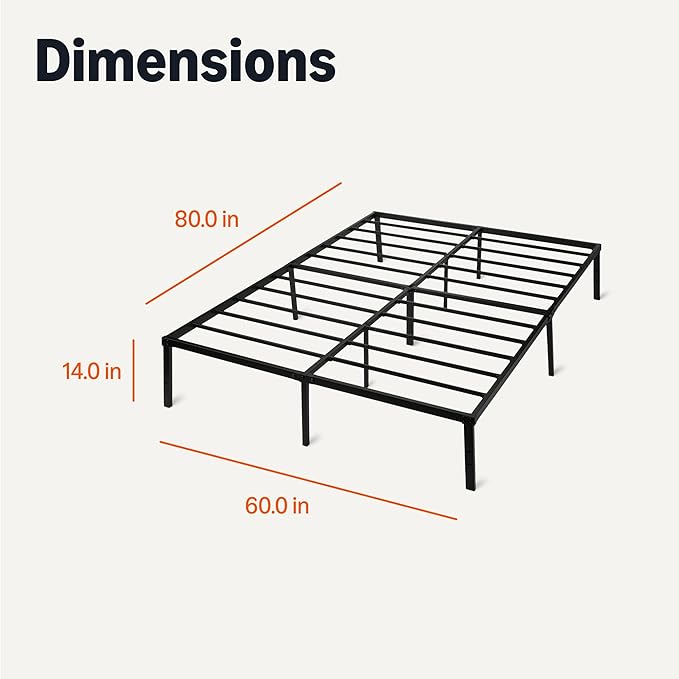 Amazon Basics Metal Bed Frame, Non-Foldable Platform