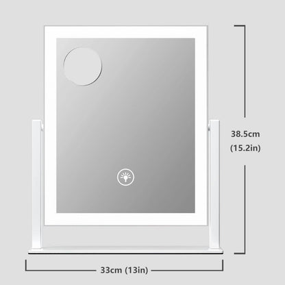 Lighted Makeup Mirror, 17.2"x13.6" Hollywood Vanity Mirror with Lights, Three Color Modes, Smart Touch Control, 360°Rotation,with 5X Magnifying Glass