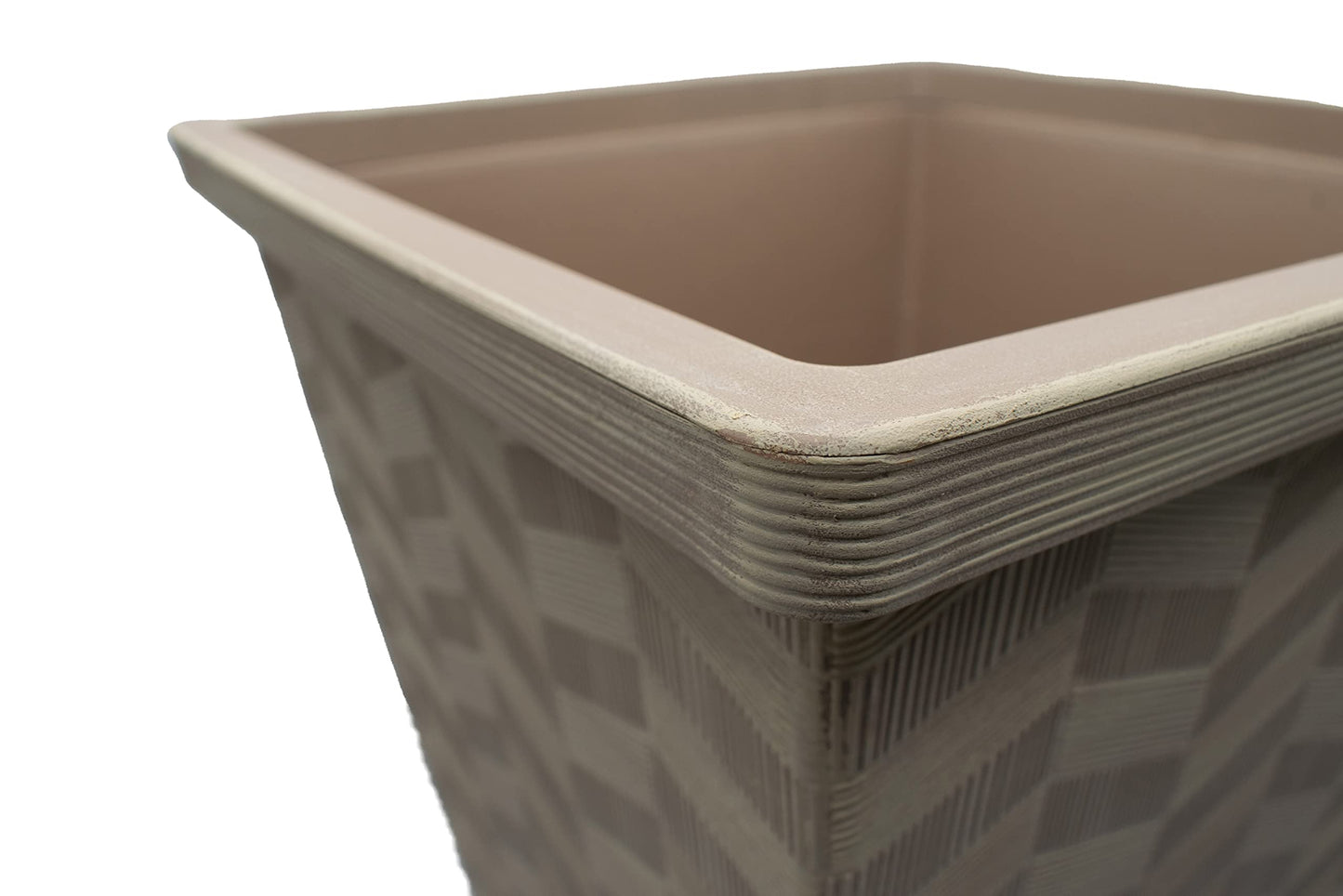 The HC Companies Borden 21" Tall Planter for Outdoor Plants - Lightweight Plastic Plant Pot with Drainage Hole and Plugs for Front Porch, Deck, Patio and Home, Maple