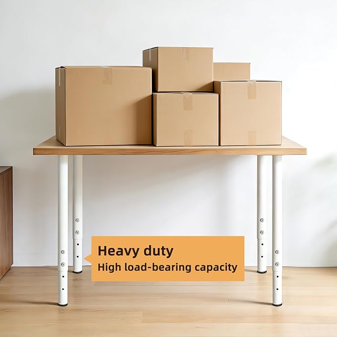 QLLY 24-40 inch Adjustable Metal Table Legs, Heavy Duty DIY Desk Legs