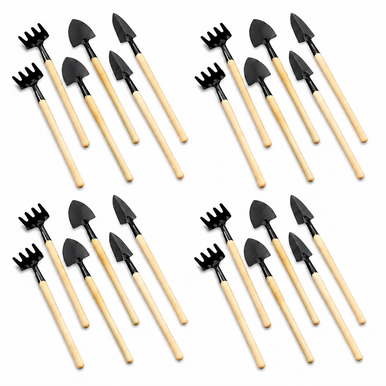 Garneck 8 Sets Mini Gardening Tools with Metal Rake Trowel and Shovel - Succulent Potting Planting Kit for Indoor - Small Gardening Tools for Cultivating Weeding Transplanting