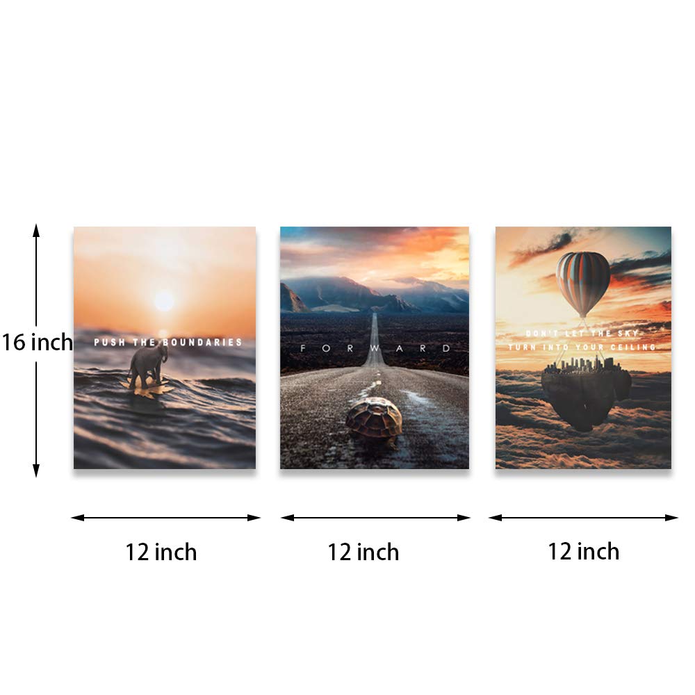 Halioyo Motivational Posters Canvas Painting Inspirational Wall Art Entrepreneur Quote Office Wall Decor Picture Artwork for Living Room Bedroom Home Decoration,12inch x16inch x3pieces
