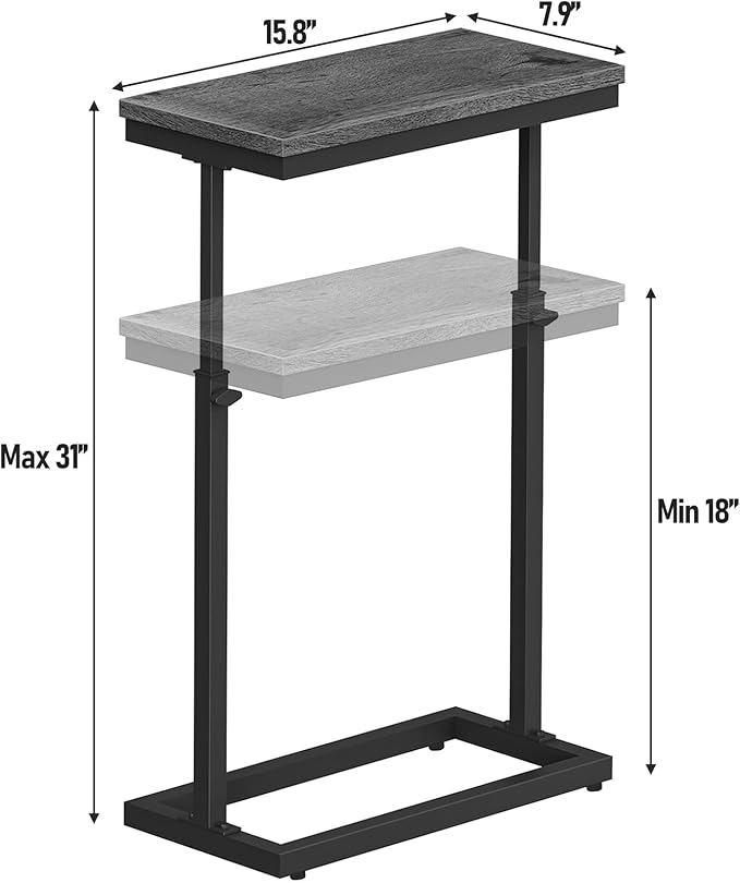 TUTOTAK End Table, Side Table, Tall Couch Table, Sofa Table, Living Room