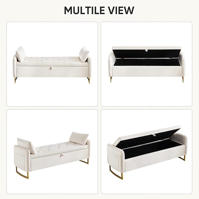 65" End of Bed Storage Bench, Velvet Storage Bench
