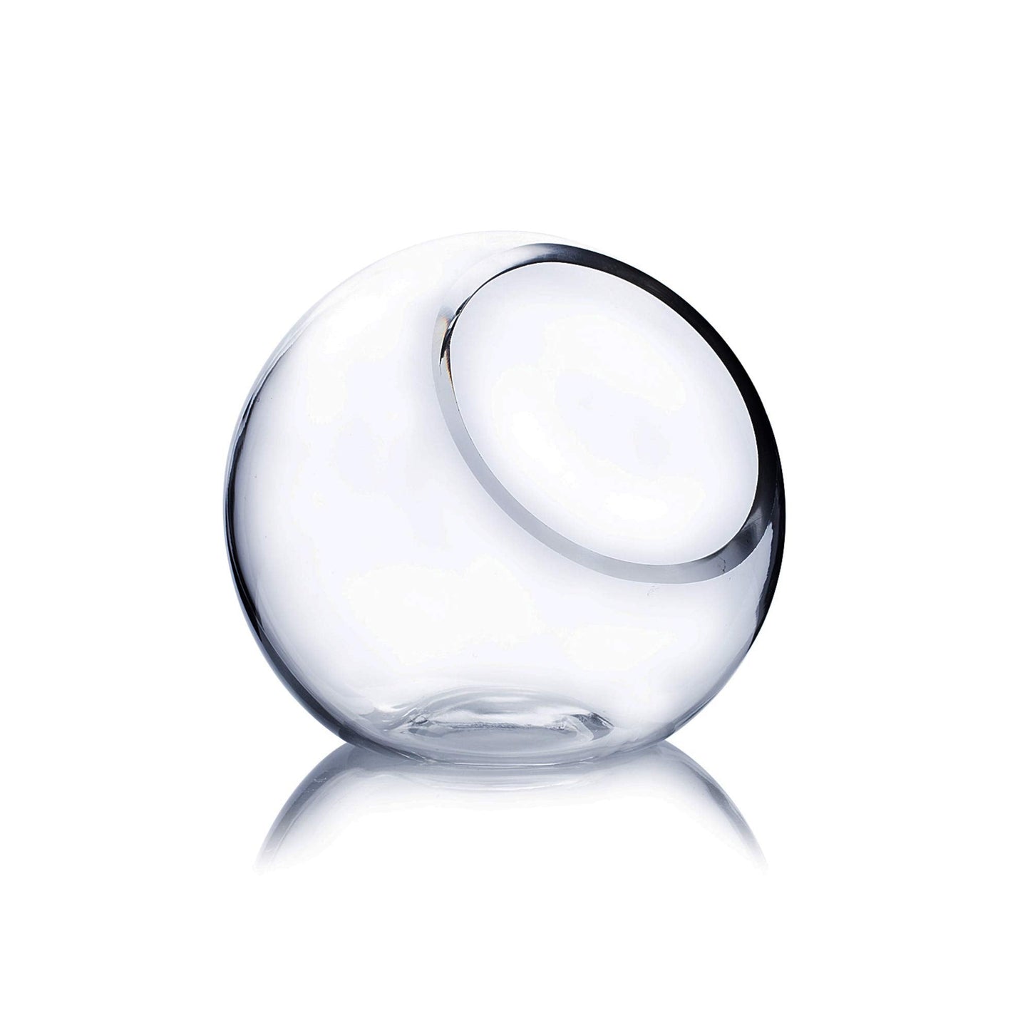 WGV Slant Cut Bowl Glass Vase, Width 5.5", Height 5.5", Clear Round Globe Planter Terrarium Orb, Candy Dish, Fruit Jar, Floral Container for Home Office Decor, 1 Piece