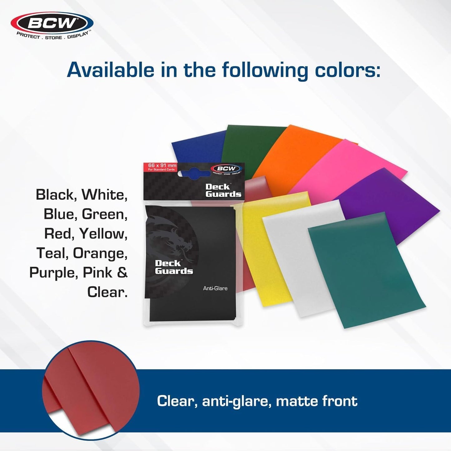 BCW Deck Guard - Double Matte Card Sleeves | 500 Count Box (10 Packs of 50) | Acid-Free, No PVC | Fits 2.5" x 3.5" Game Cards | Archival Safe Protection (Yellow)