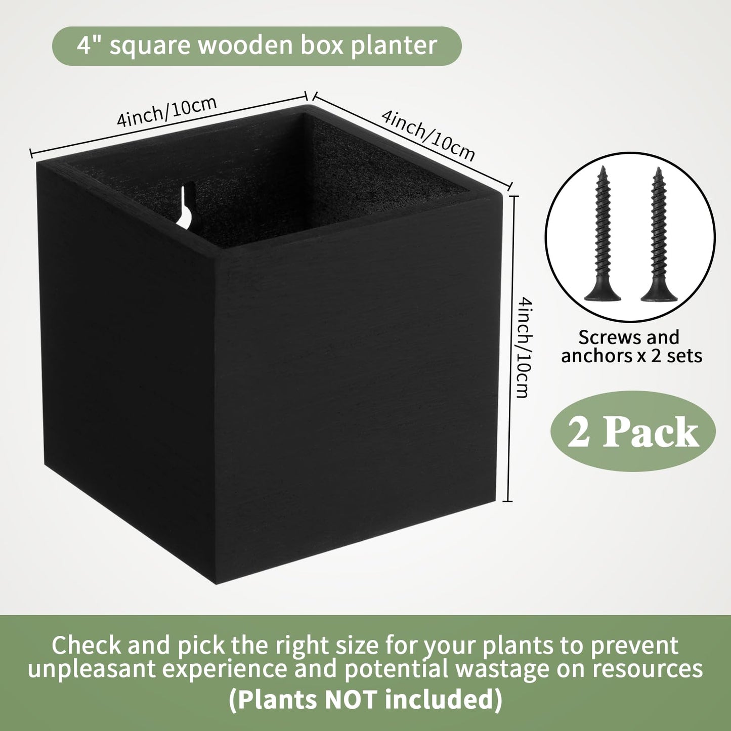 SiliFine 2 Pack Wall Flower Vase Wood Vases for Flowers Wall Planter Box Square Wood Decor Plants Pocket for Outdoor Plants Dried Flowers Greenery Hanging Vase Country Rustic Home Decor