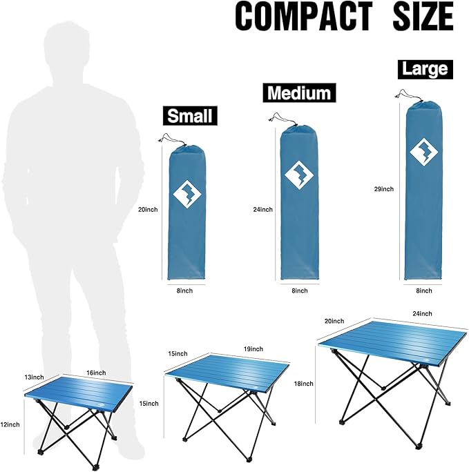 VILLEY Portable Camping Side Table, Ultralight Aluminum Folding Beach Table