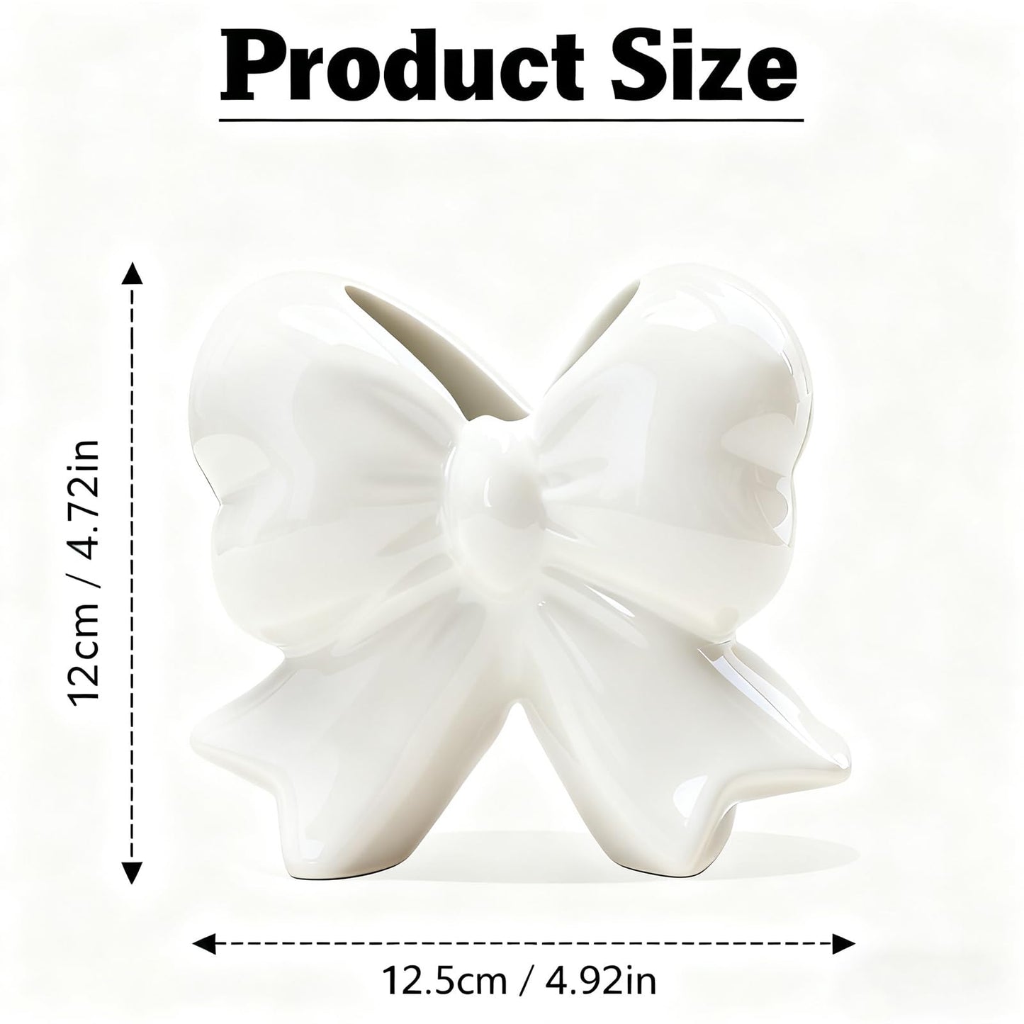 Disoza Bow Vase White Ceramic Vase Flower Cute Decorative Minimalist Farmhouse Beige Flowers Tulip Pampas Grass Modern Home Decor for Table Bathroom Shelf