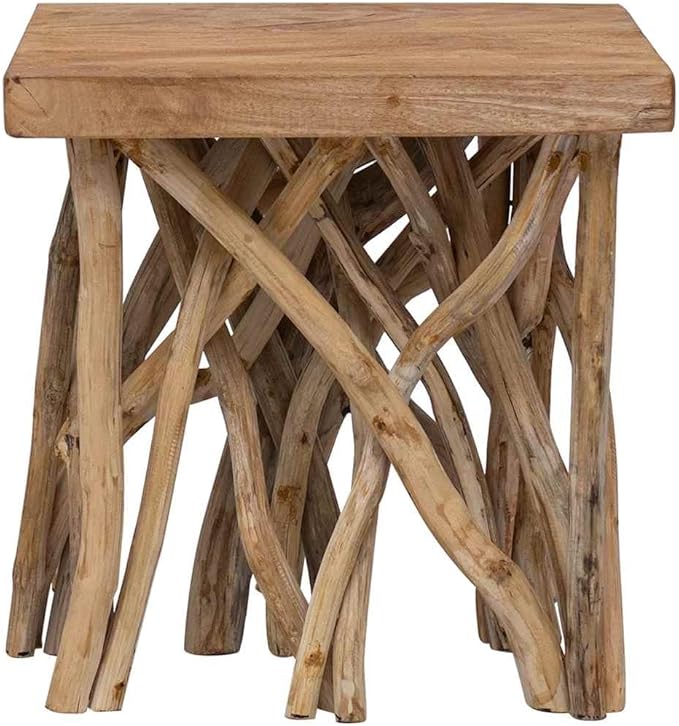 Coffee Table Brown Mixed Recycled Wood Small Rustic Living Room Table Durable