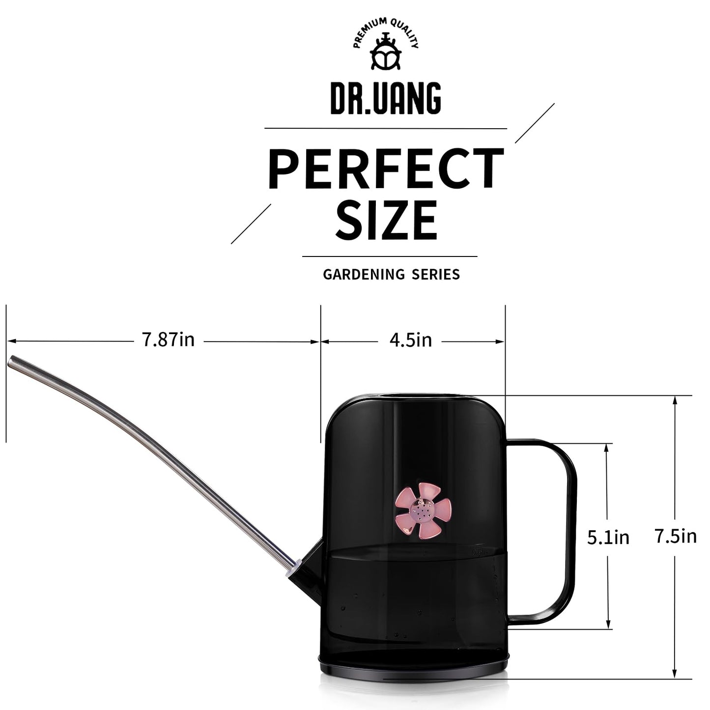 Watering Can Indoor for House Plants Small Watering cans with Long Spout Flower Model Sprinkler Head 1.2L (Black Coffee, 1.2L)
