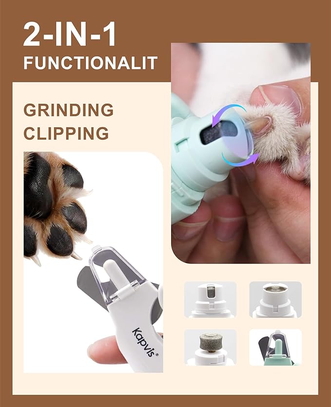 2-in-1 Dog Nail Clippers & Cat Nail Clipper and Grinder,LED Lights & Safety Guard for Medium Small Dogs Cats Claw Trimmer,Claw Grooming Tool for Cats and Small Dogs
