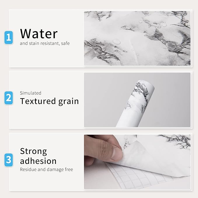 Art3d 200" * 17.3" Marble Paper Countertops