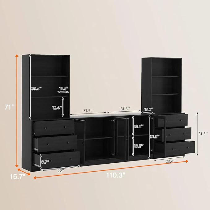 TUSY 71" Large TV Stand Set
