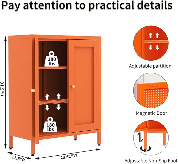 Orange Metal Storage Cabinet