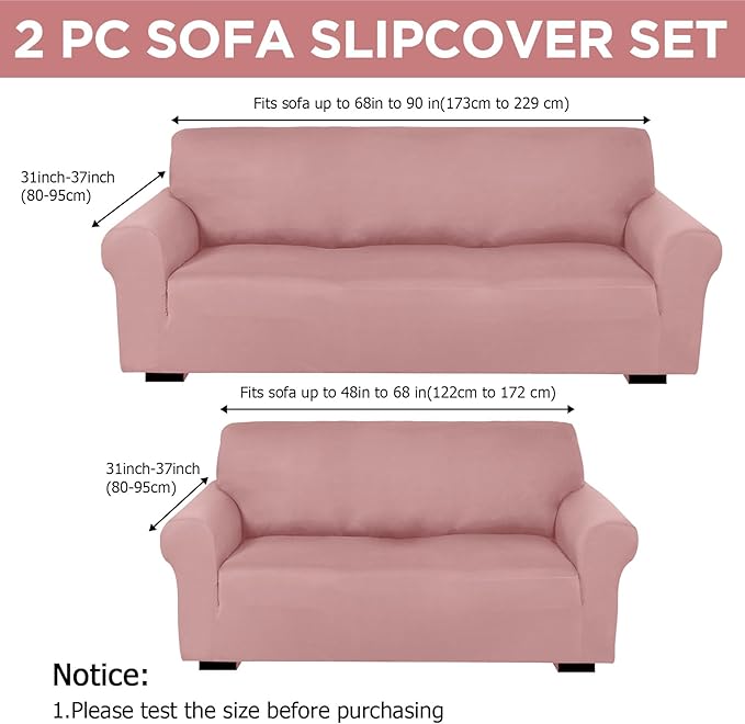 Peryiter 2 Pcs Sofa Covers Couch and Loveseat Covers Set Stretch Sofa Slipcover