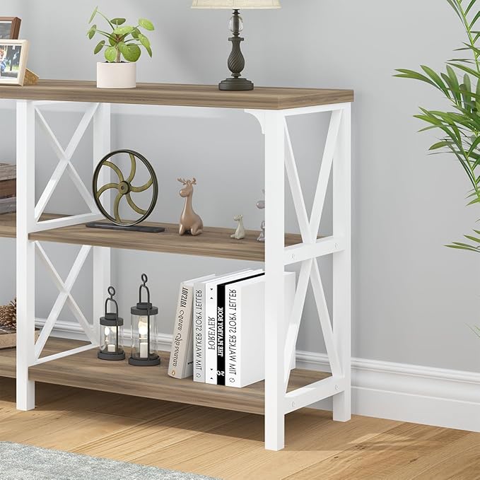 LVB Farmhouse Entryway Table, Industrial Wood Sofa Table