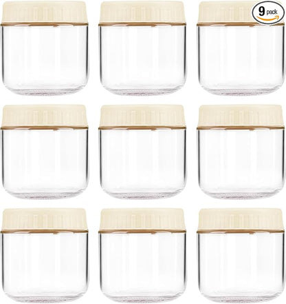 Overnight Oats Containers with Lids, 10oz Wide Mouth Mason Jars with Lids, 9 Pack Glass Jars with Airtight lid for Chia Pudding Yogurt Salad, Meal Prer Oatmeal Jars, Yellow