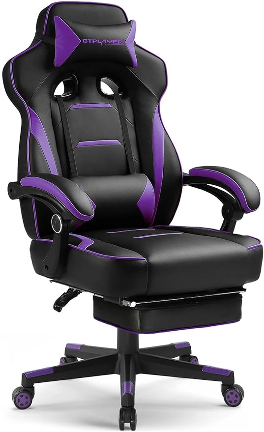GTPLAYER Gaming Chair with Footrest, Big and Tall Game Chair 350lb Racing Style