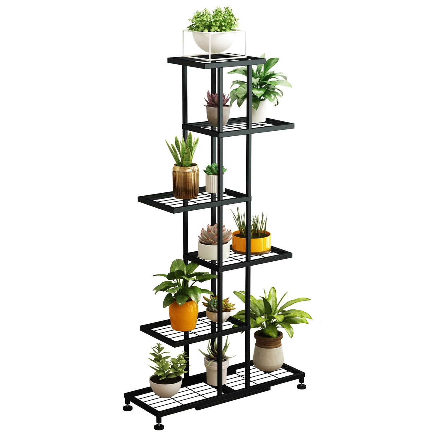Metal Plant Stand, 6 Tier 12 Potted, Upgrade Multiple Plant Rack Shelf Organizer, Indoor Planter Display Shelving Unit for Patio Garden Corner Balcony Living Room