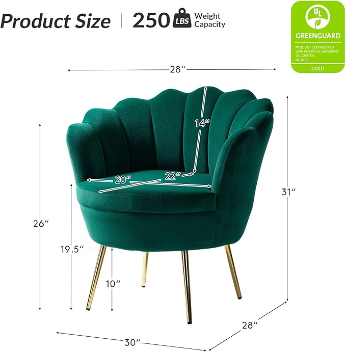 HULALA HOME Modern Velvet Accent Chairs Set of 2