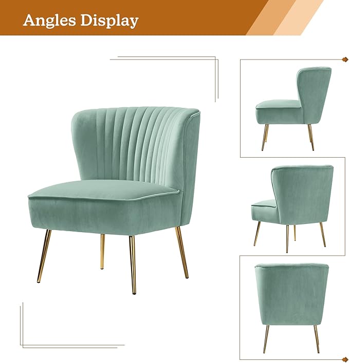 HULALA HOME Velvet Accent Chair, Modern Upholstered Cute Side Chair