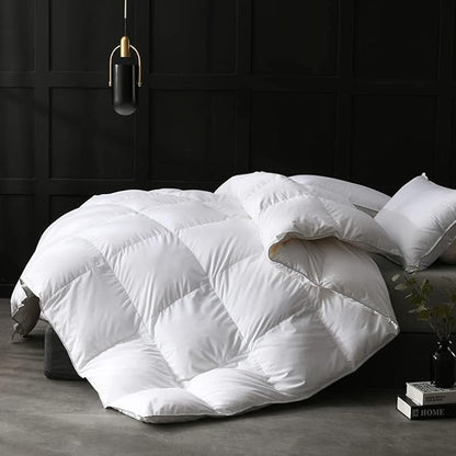 APSMILE Super King Size Heavyweight Down Feather Fibers Comforter for Winter Weather/Sleeper - Fluffy Thicker Duvet Insert, Ultra-Soft High Fill-Power Hotel Collection Comforter (120x120, White)
