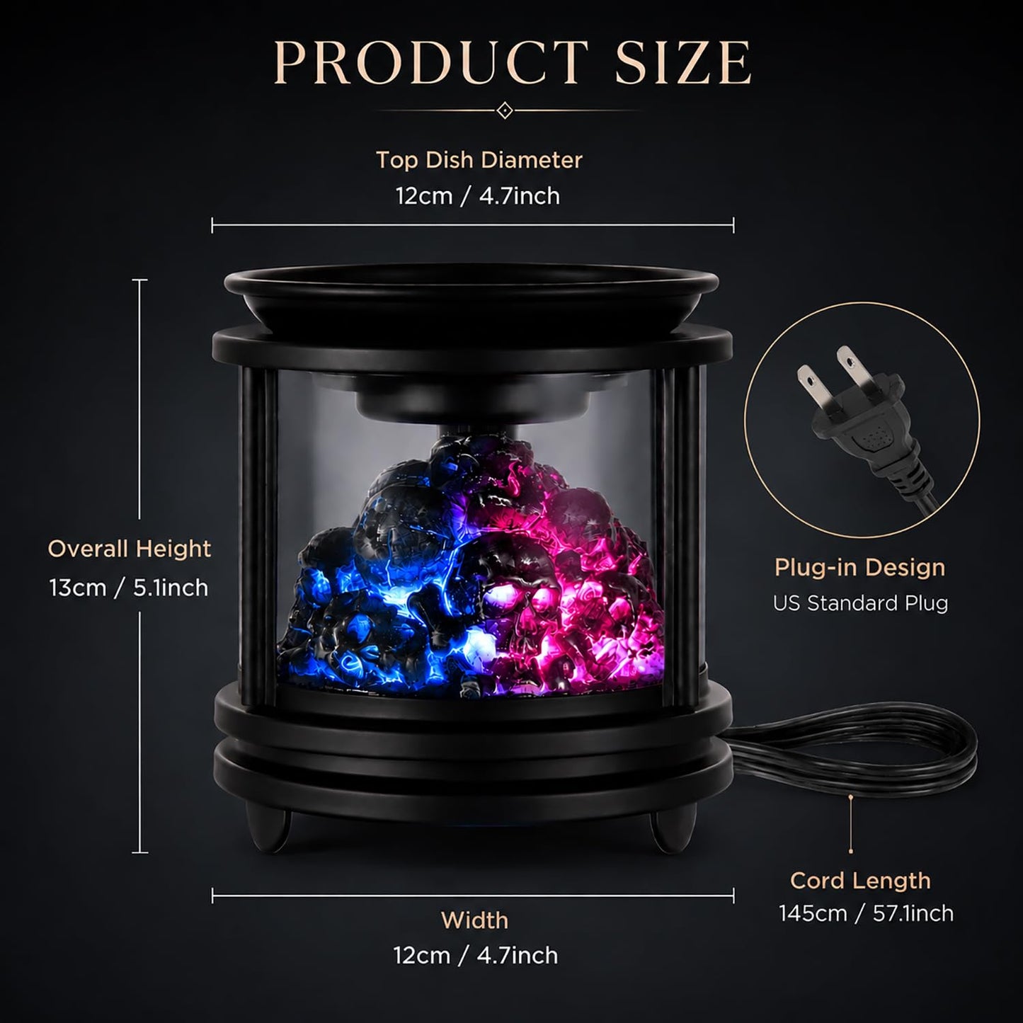 Dicimi Halloween Wax Warmer - Skull Wax Melter for Scented Wax Cubes & Essential Oils, 4-in-1 Electric Warmer with Hot Plate, Spooky Ghost Decor Gift
