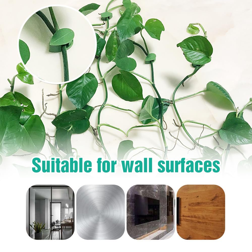 Plant Climbing Wall Fixture Clips, 60/100/150pcs Plant Vine Support Clips for Climbing Plants Vines, Removable Leaf Shaped Retainer Plants Training Wall Clip with Sticker for Indoor Decoration (60)