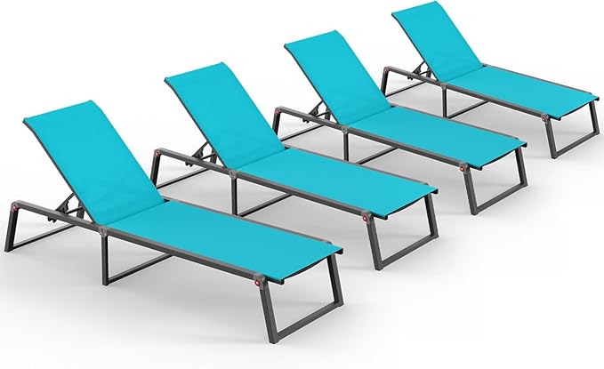 Aluminum Chaise Lounge Chair Outdoor, Foldable& No Assembly Patio Pool Lounge