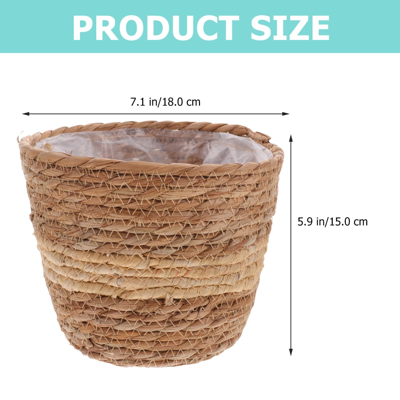 Zerodeko Hand Woven Plant Basket Natural Seagrass Planter Pot 7.08X7.08X5.90In Compact Indoor Decorative Container for Flower Arrangement Home Gardening Storage