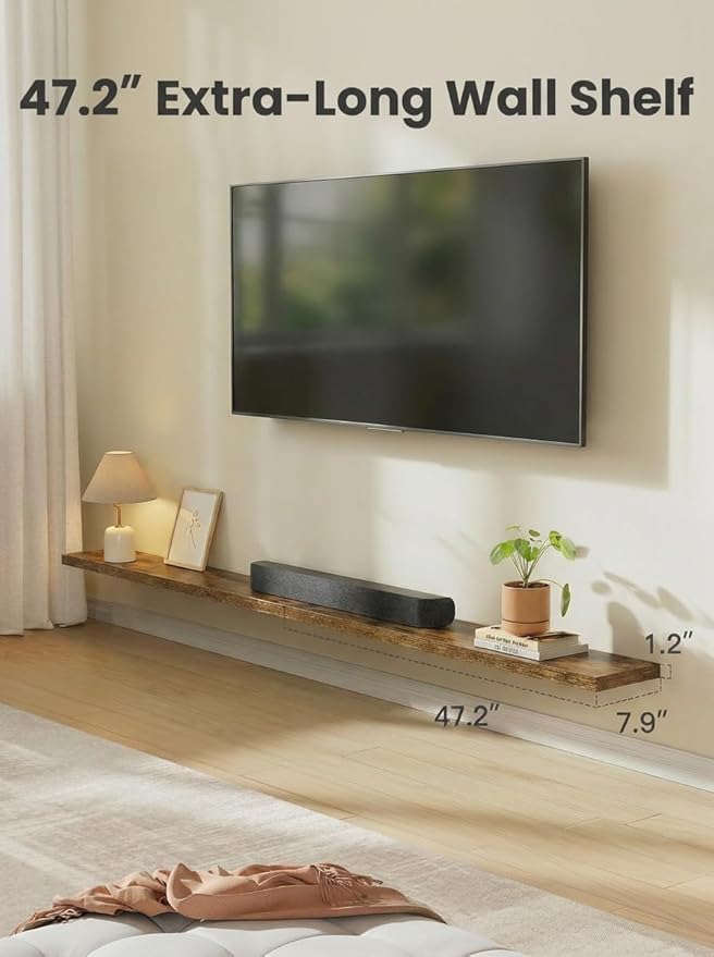 AMADA HOMEFURNISHING 47.2" L Floating Shelves, Wall Shelves Set of 3