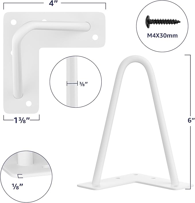 SMARTSTANDARD 6 Inch Heavy Duty Hairpin Furniture Legs, Metal Home DIY Projects