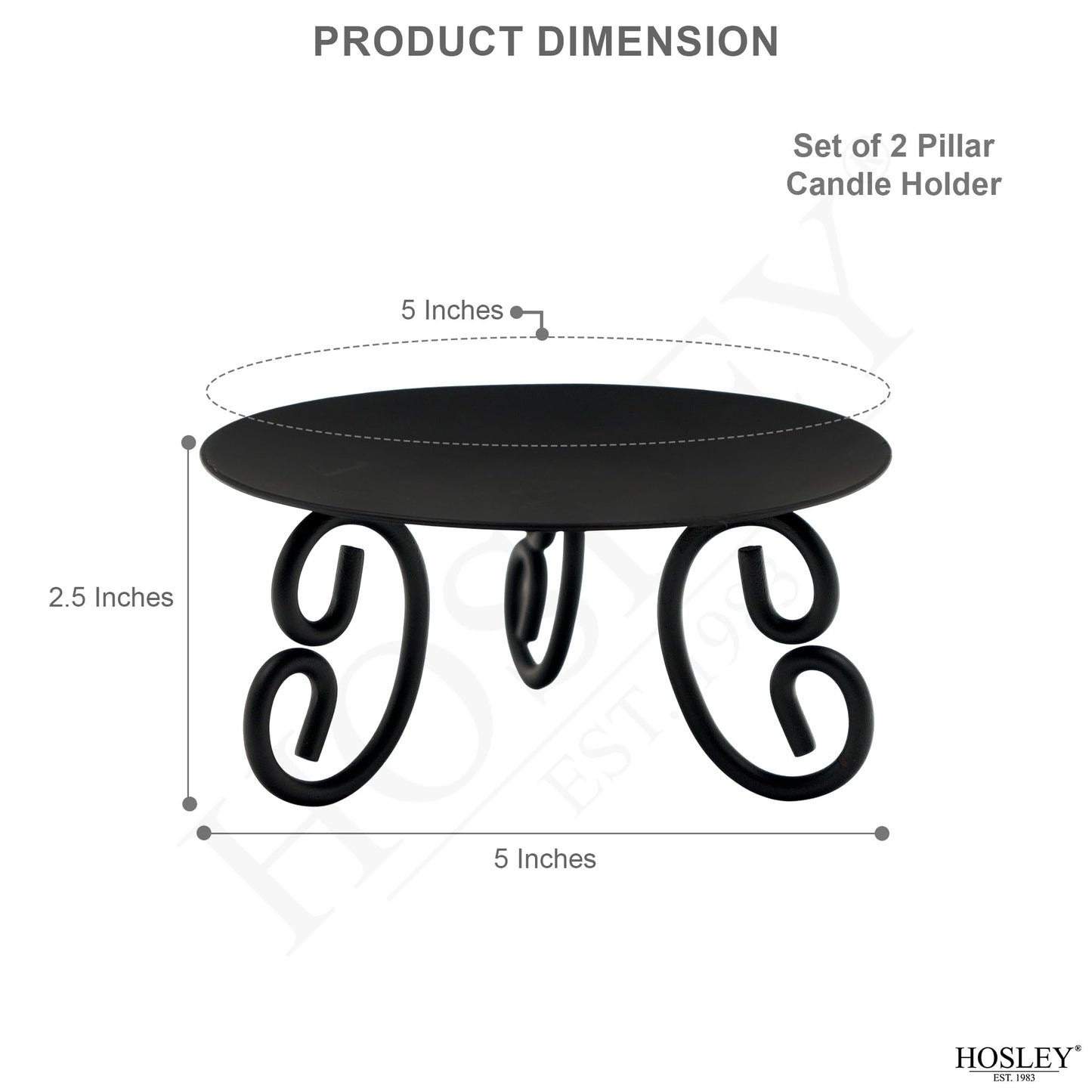 Hosley Set of 2 Pillar or LED Candle Holder 5 inch Diameter Gift for Farmhouse Weddings or can be Used for Aromatherapy and Spa O5