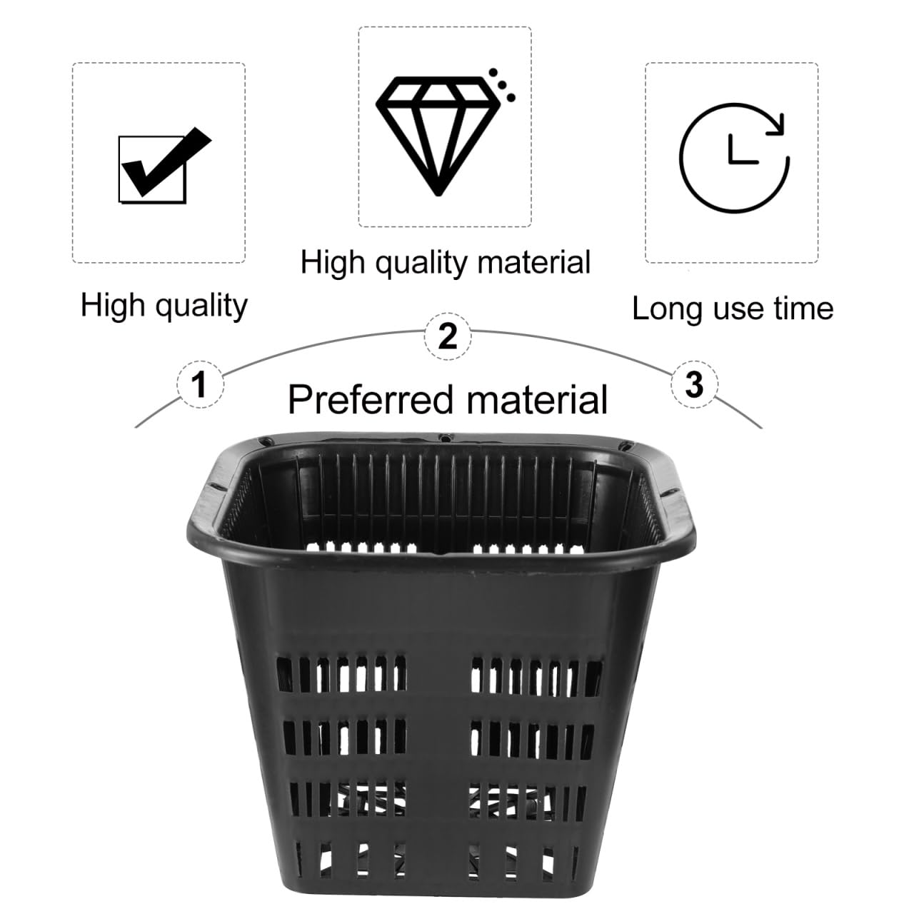 Yardwe Root Control Basin Square Net Pot 5.38 Inch Thickened Plastic Hydroponic Plant Basket for Root Growth and Water Cultivation
