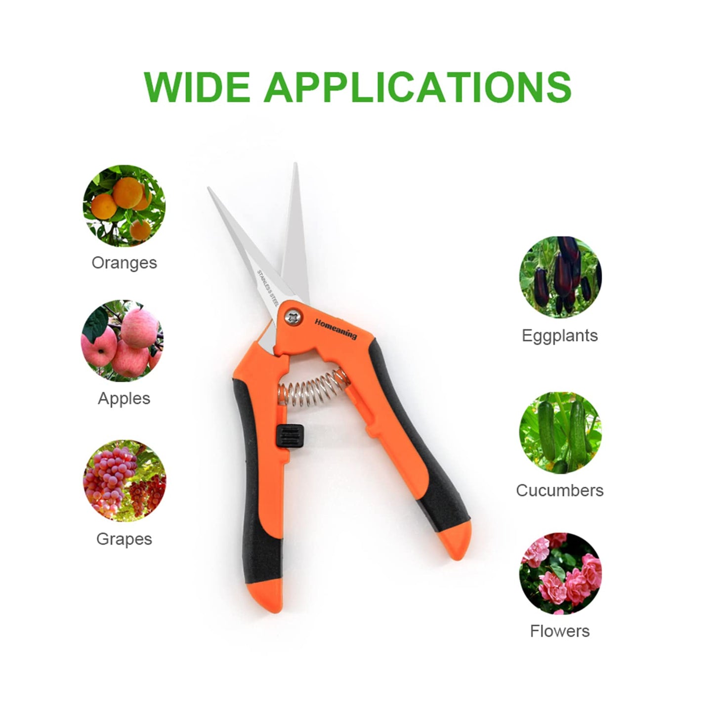 HOMEANING 6 Packs Garden Pruning Shears with Straight Blades Trimming Scissors, Gardening Hand Pruning Snips Titanium Coated Precision Bonsai Pruning Shears, Convenient Flower Cutters (Orange)
