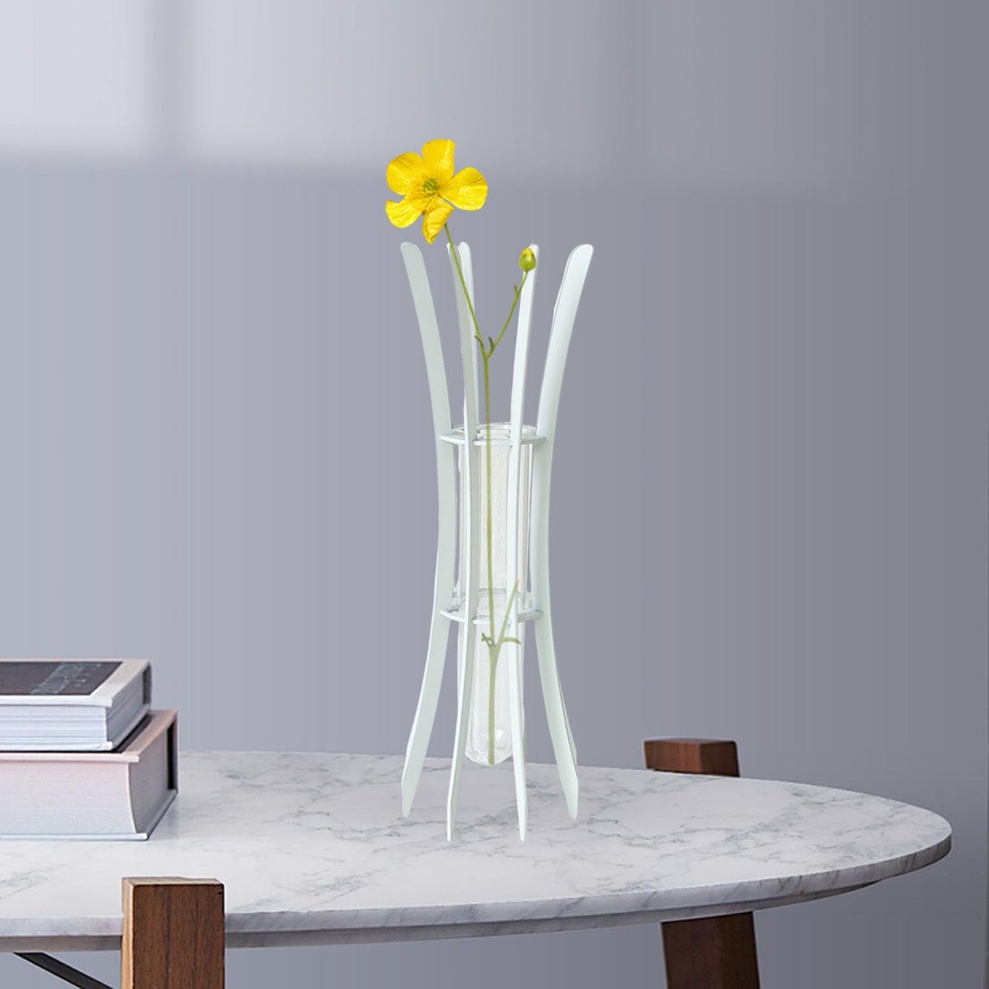 Gcljlmy Hydroponic Plant Glass Tube Flower Vase Desktop Decoration Sturdy Decorative for Plant Propagating Terrariums (White 8x8x24cm)