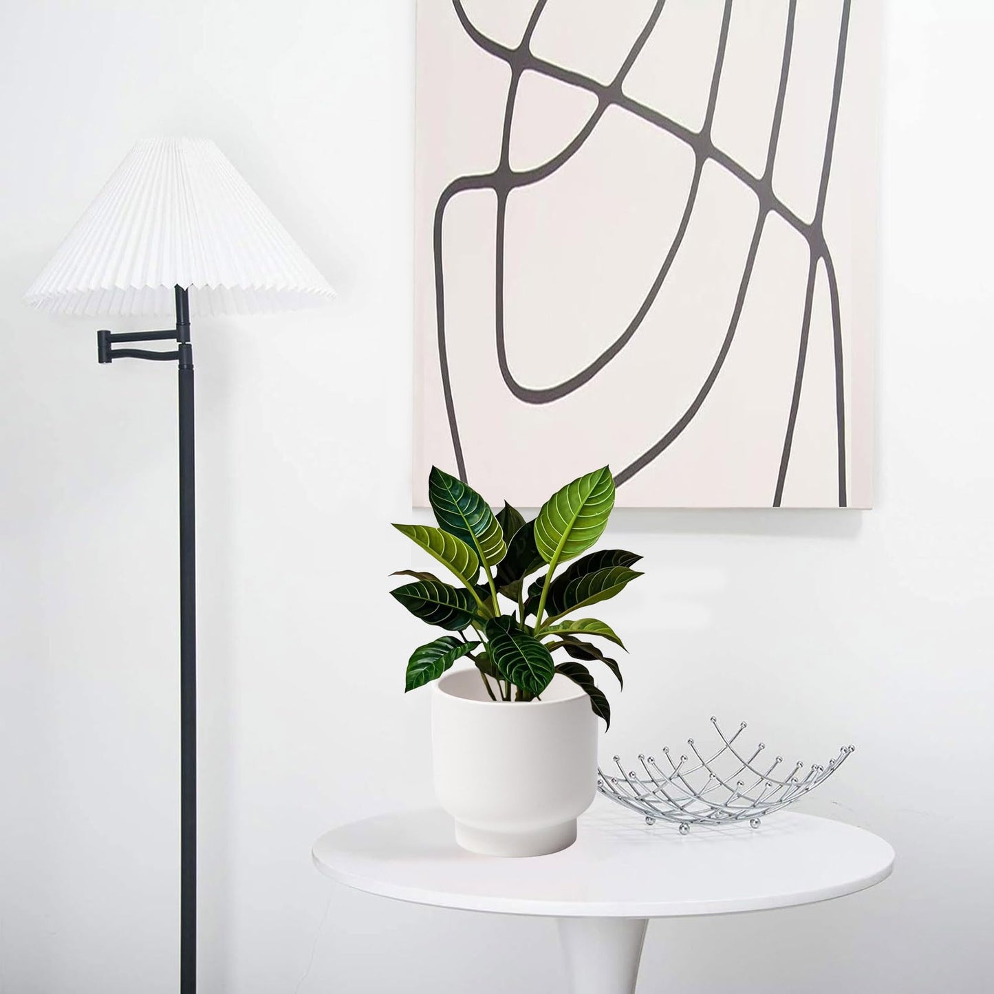 LB White Ceramic Planters for Indoor Plants, Succulent Plant Pots Ceramic Flower Pots, Modern Plant Pot for Living Room Office Home Decor, Round Flower Pot of 4.3 Inch(Plant Not Included)