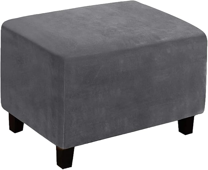 Ottoman Cover, Stretch Rectangle Velvet Ottoman Slipcovers of Foot Stool