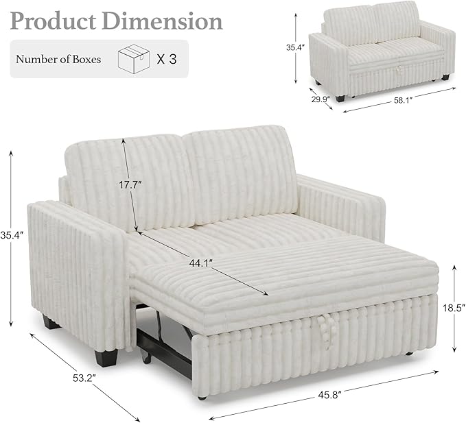 Belffin Corduroy Sectional Sleeper Sofa