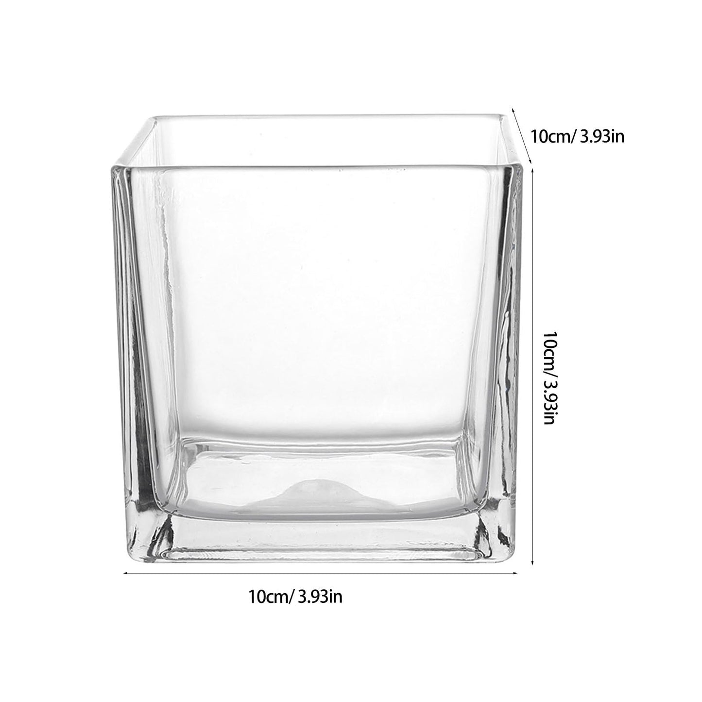 INOOMP Square Glass Hydroponic Vase 10x10cm Thick Cube Flower Vase for Home Desk Decor, Glass Plant Terrarium Bottle for Modern Indoor Gardening