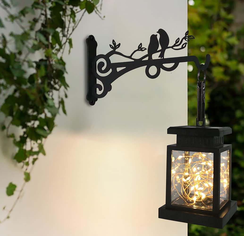 Qktxktzy Multipurpose Hanging Basket Plant Brackets Outdoor Indoor, Heavy Duty Solid Steel Plant Hangers, Wall Mounted Lantern Hooks for Garden Plants Flower Light Bird Feeder Pack of 2