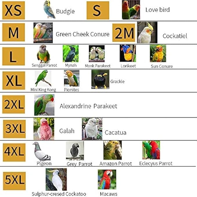 Bird Harness Leather Set Tuxedo Flight Suits with Nappy Diapers Waterproof Inner Layer Urine Wet for Parrot Cockatiel Conure Parakeet Macaw Budgie (5XL)