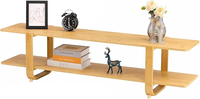 HollyHOME Bamboo TV Stand with Storage