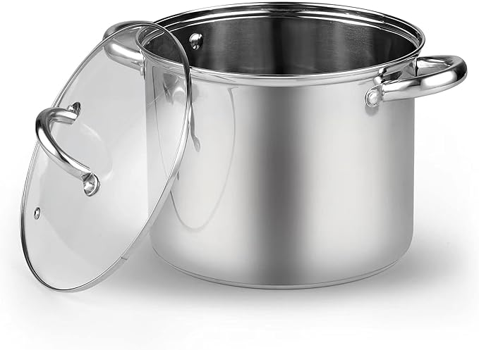 Cook N Home Basics 12 Quart Stainless Steel Stock Pot with Lid, Cooking Pot for Pasta, Stockpot with Sturdy Handle, Soup Pot with Even Heating, Oven & Dishwasher Safe, Cookware for Canning, Boiling