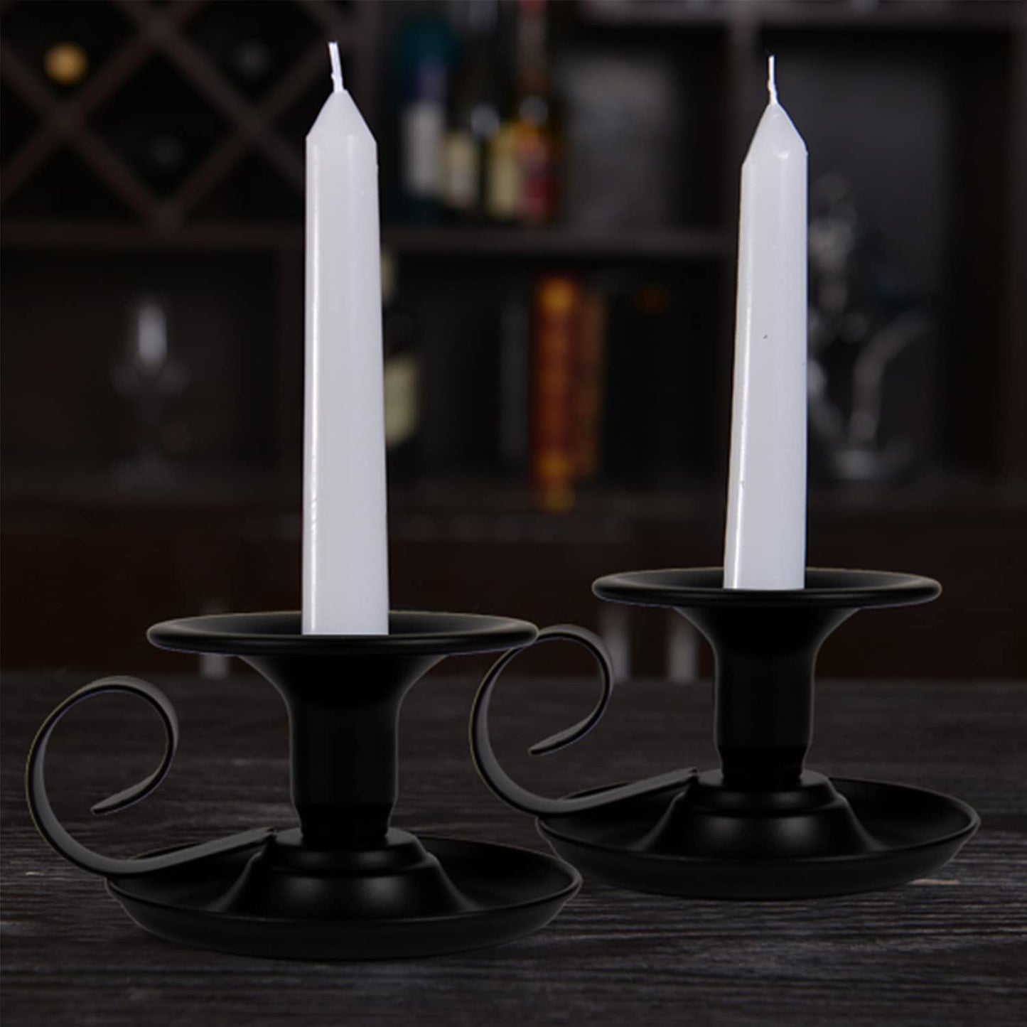 Candle Holders – 2pcs Retro Iron Taper Candlestick Holder Centerpieces for Wedding, Party, Xmas, Home Table Decor (Black,2pcs)