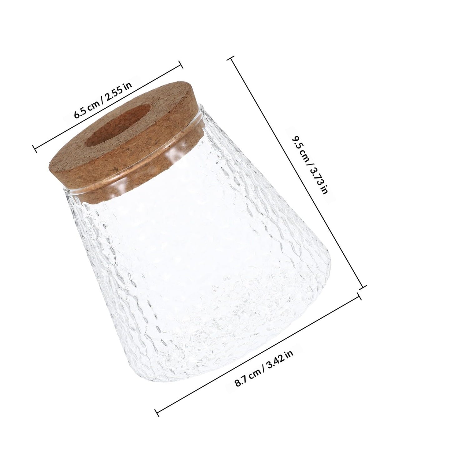 Operitacx 3pcs Hydroponic Glass Propagation Vases with Smooth, Hammered Vertical Texture Volcanic Neck and Wood Stopper, Indoor Plant Terrarium Set for Home and Office Décor