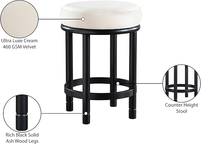 Meridian Furniture 977Cream-C Monette Collection Art Deco Counter Stool