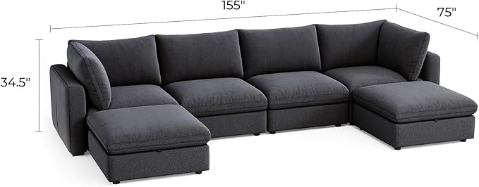 LINSY HOME Oversized Modular Sectional Sofa, 4 Seat Sofa Couches